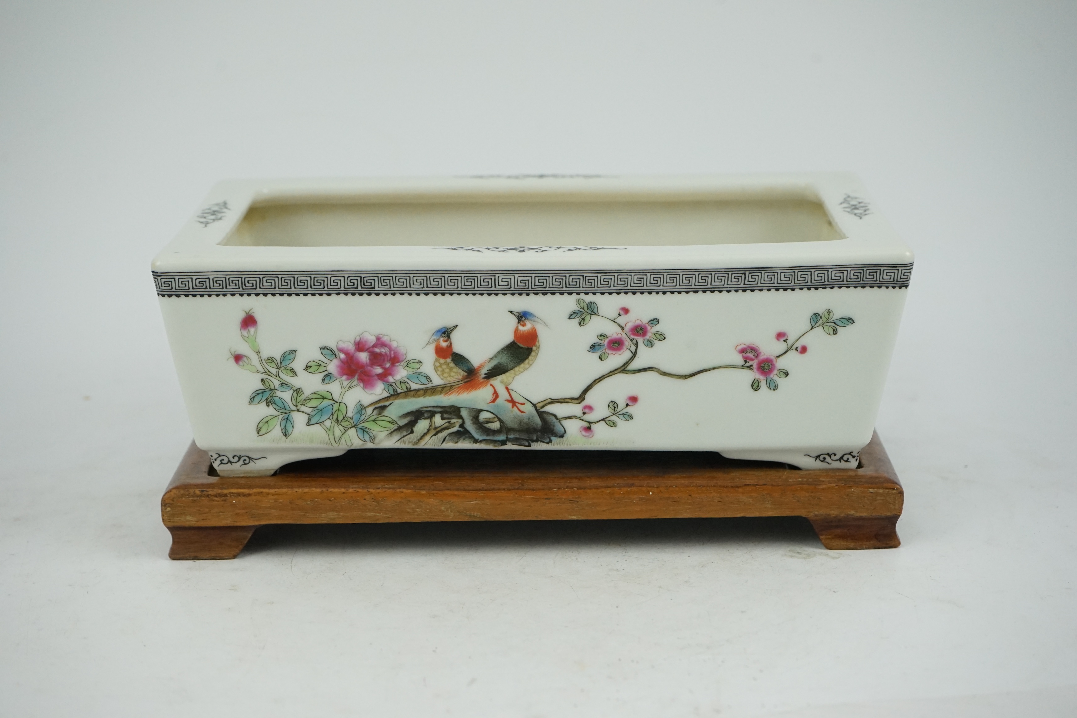 A Chinese famille rose rectangular narcissus dish, Republic period